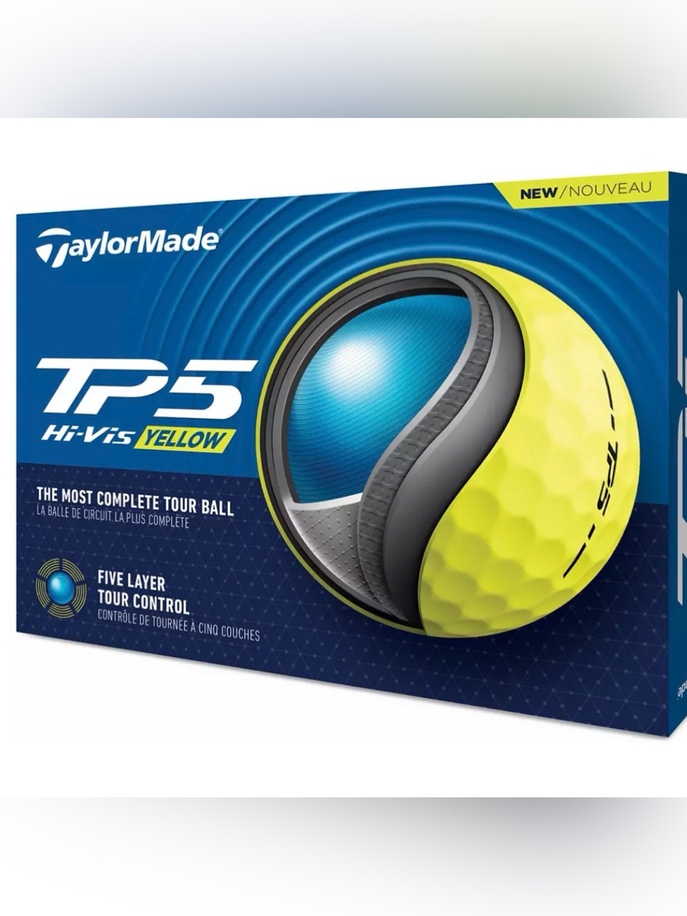 TaylorMade Hi-Vis Yellow TP5 Golf Ball Sleeve - Bright Yellow